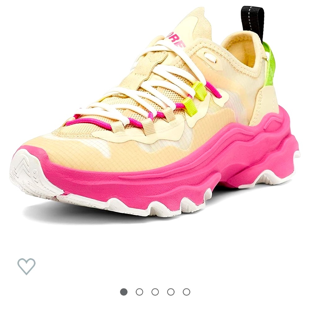 Sorel Kinetic Breakthru Tech Lace Sneakers in Chalk White Eraser Pink